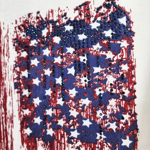 MONTANA WEST Womens American Flag Patriotic T Shirt USA Patriotic Graphic Tee L - Picture 6 of 10